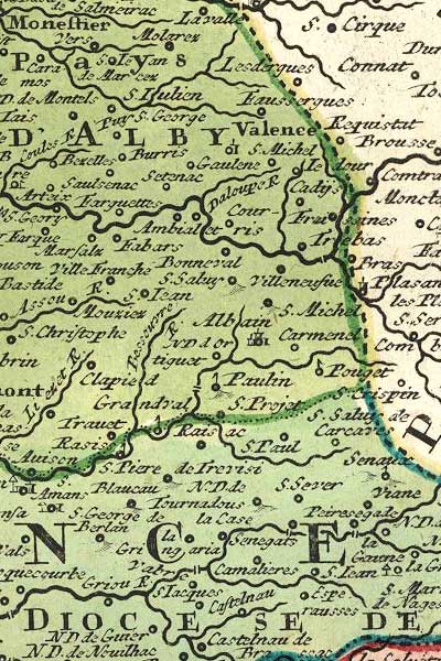 Carte ancienne : Vallée du Tarn, Alban, Vallée du Girou