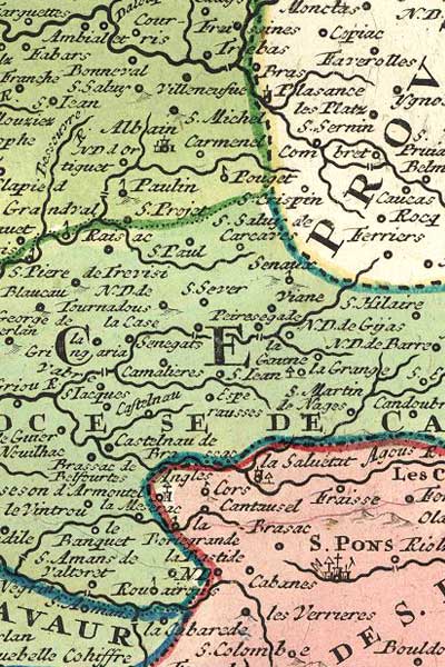 Carte ancienne : Ambialet, Monts de Lacaune, Labastide Rouairoux