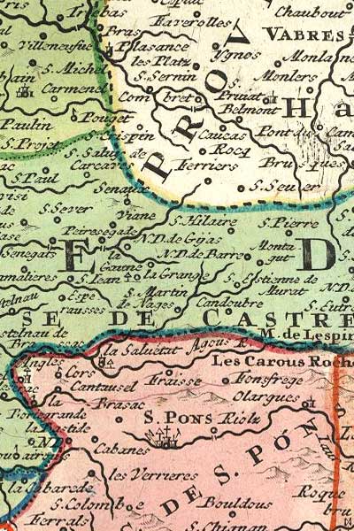 Carte ancienne : Saint-Salvy de Carcavès, Lacaune et Saint-Pons