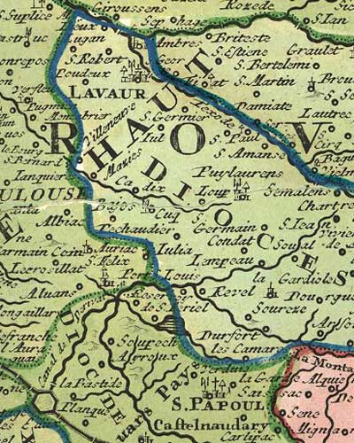 Carte ancienne : Lavaur, Puylaurens, Castelnaudary