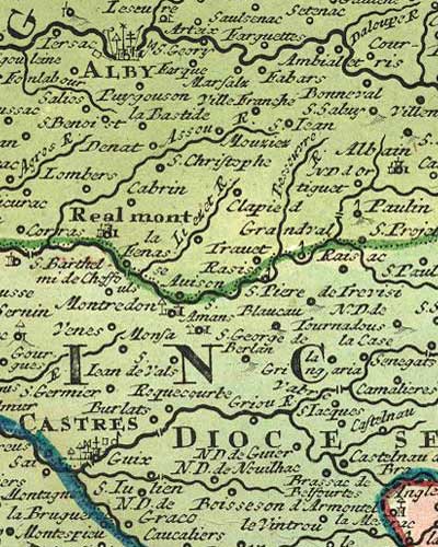Carte ancienne : Albi, Réalmont, Castres, le cœur du Tarn