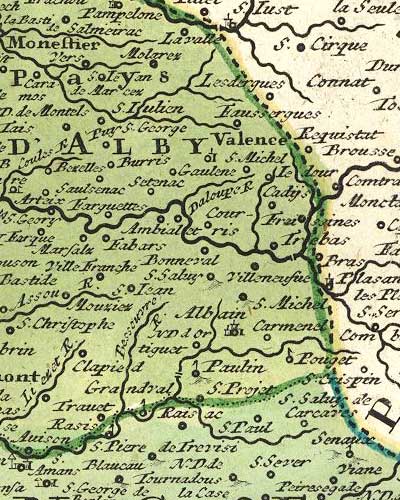 Carte ancienne : Pampelone, Ambialet, Alban