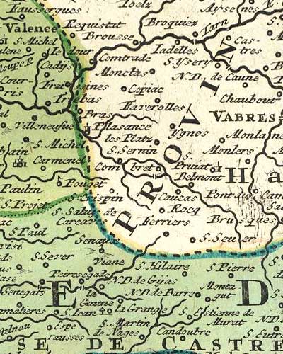 Carte ancienne : Valence d'Albigeois, Lacaune, Murat sur Vèbre