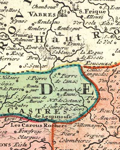 Carte ancienne : Saint-Pierre de Cannac, Monts de Lacaune, Monts de l'Espinouse