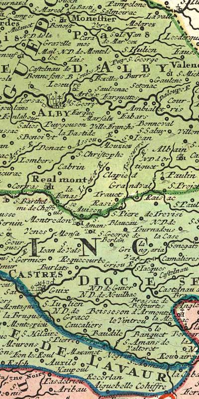 Carte ancienne : Cœur du Tarn, Albi, Réalmont, Castres
