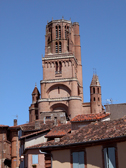 Vue de la cathédrale Sainte-Cécile qui domine les toits de la ville rouge d'Albi